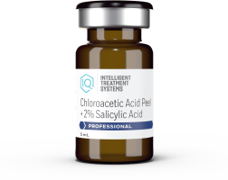 Bottle of chloroacetic acid peel for skin rejuvenation and cosmetic treatments.